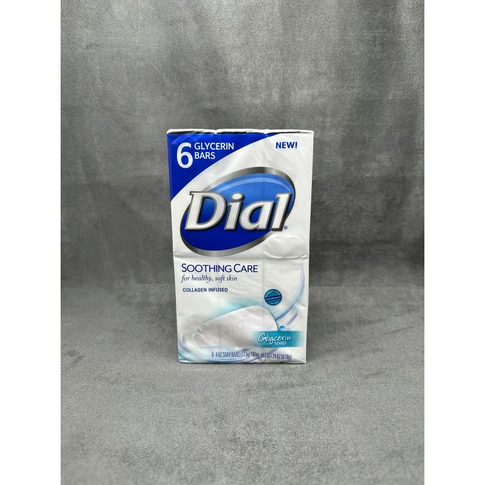 Dial Soothing Care Glycerin Bar Soap Collagen Infused 6 Bars